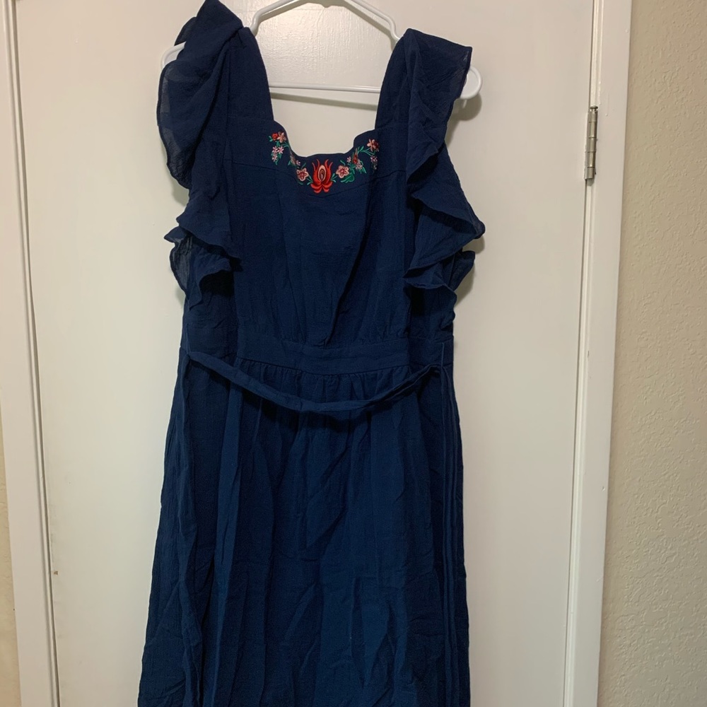 ModCloth Navy Ruffle Sleeve Dress Size XL